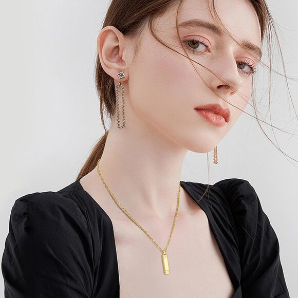 Cremation Urn Necklace for Ashes Bar Cremation Jewelry Stainless Steel Ash Neckl - Picture 6 of 7